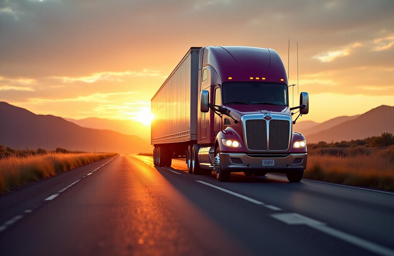Logistics freight truck on Montana highway